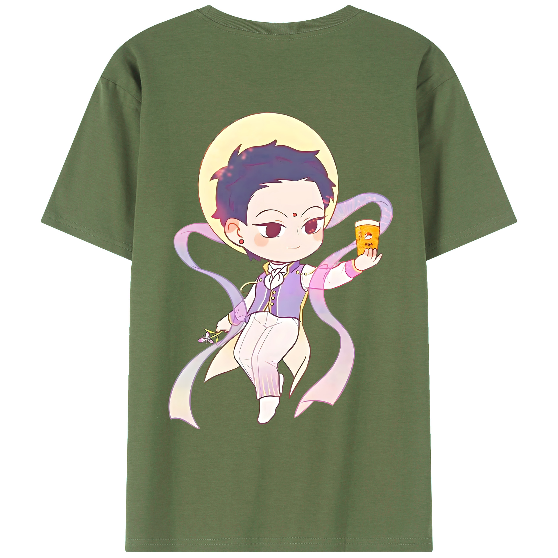 （画像用） Ne Zha 2 ナタ 魔童の大暴れ 綿100％ メンズ半袖Tシャツ（バックプリント） 通気性